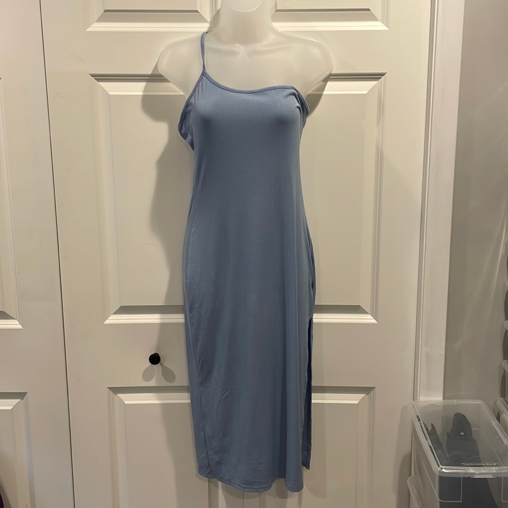 One Shoulder Body Con Midi Dress